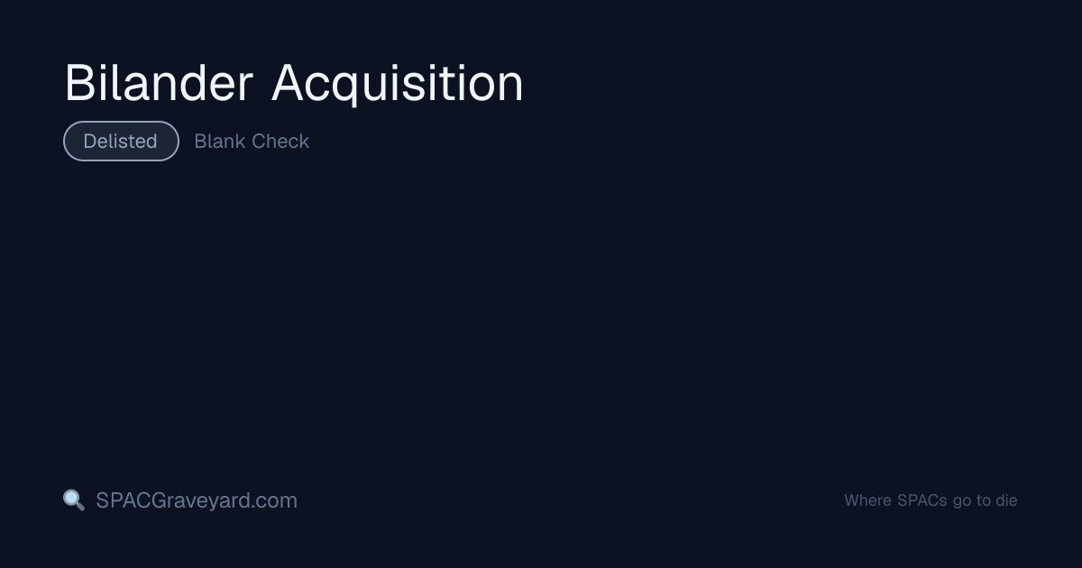 Bilander Acquisition — SPAC Profile | SPACGraveyard | SPACGraveyard