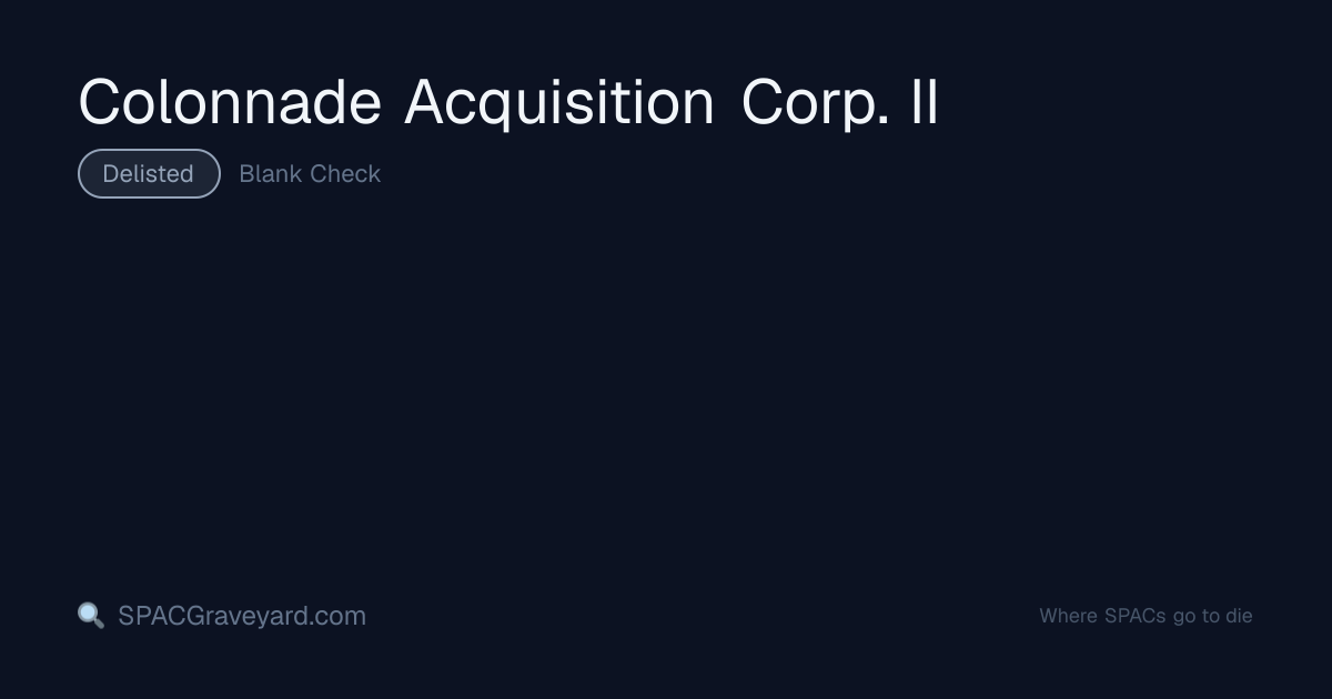 Colonnade Acquisition Corp. II — SPAC Profile | SPACGraveyard ...
