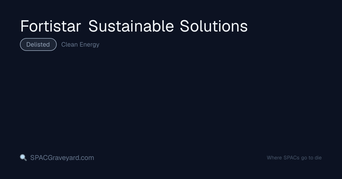 Fortistar Sustainable Solutions — SPAC Profile | SPACGraveyard ...