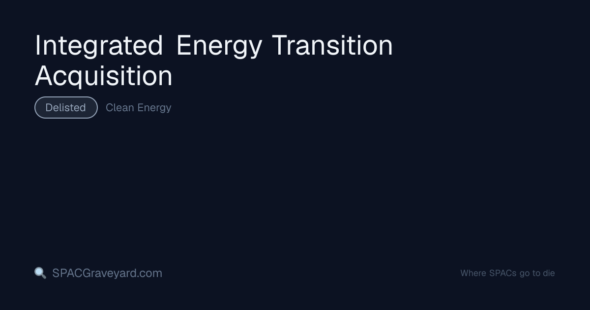 Integrated Energy Transition Acquisition — SPAC Profile | SPACGraveyard ...